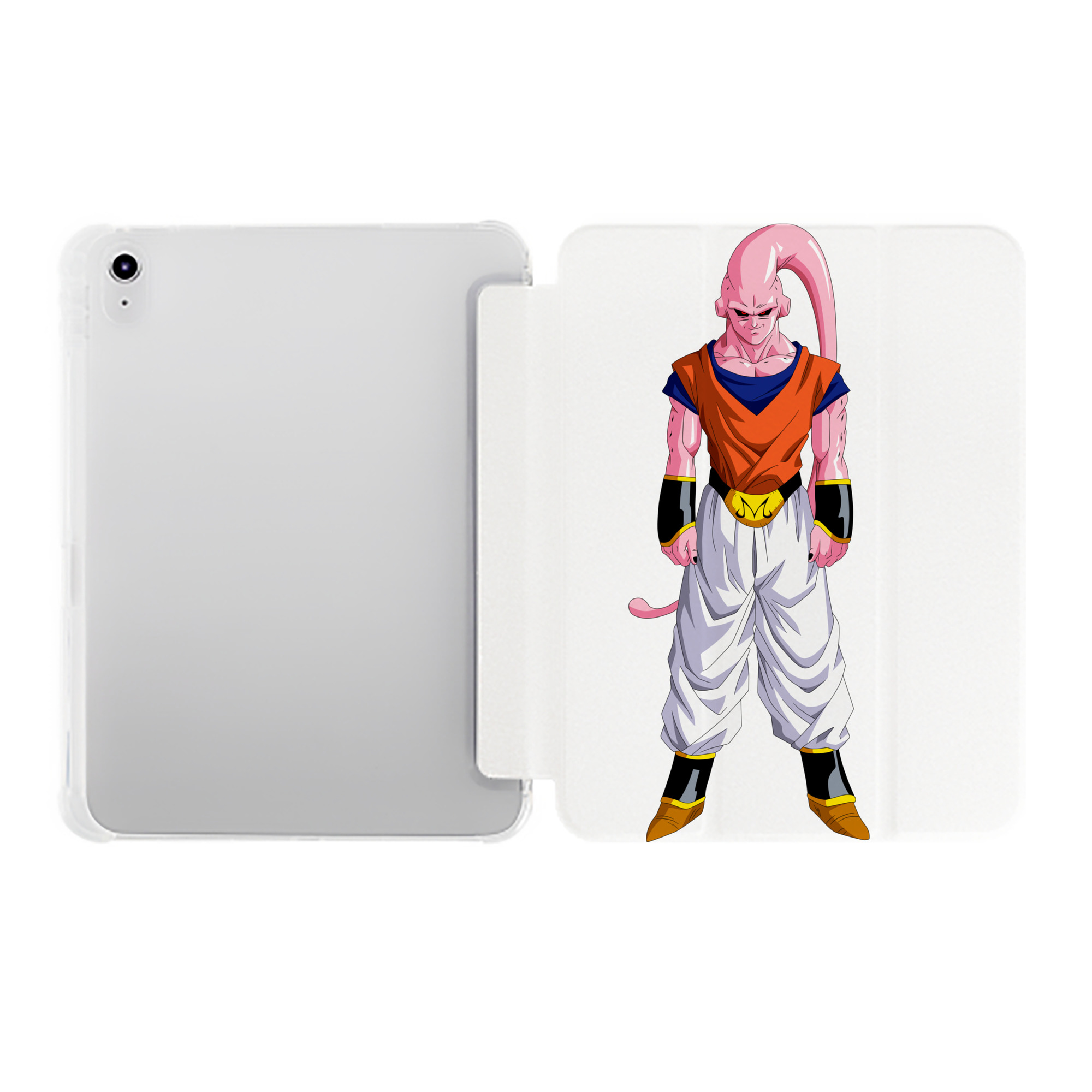 （画像用） ドラゴンボール 魔人ブウ DRAGON BALL Majin Buu IPad ケース ペン収納付き 三つ折りスタンド PUレザー×シリコン 対応機種9.5/10.5/10.9インチ